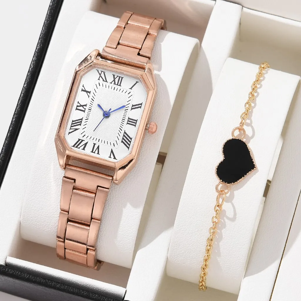 

2pcs Watches Set Women New Luxury Fashion Wristwatch Quartz Ladies Watch For Women Female Casual Hot Clock With Bracelet Reloj