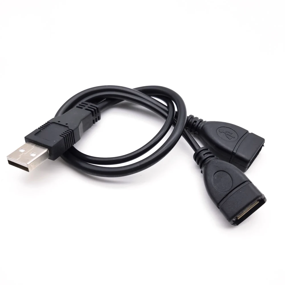 Фото Кабель USB 2.0 A Y-образный, 1 шт., 1 штекер на 2 гнезда USB, адаптер питания, удлинитель для зарядки, кабель-разветвитель №4