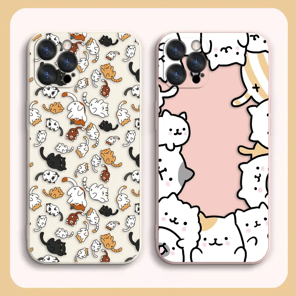 

Phone Case For Apple iPhone 14 13 12 11 Pro XS Max Mini X XR SE 7 8 6 6S Plus Case Cover Funda Cqoue Shell Capa Funny Cute Cat