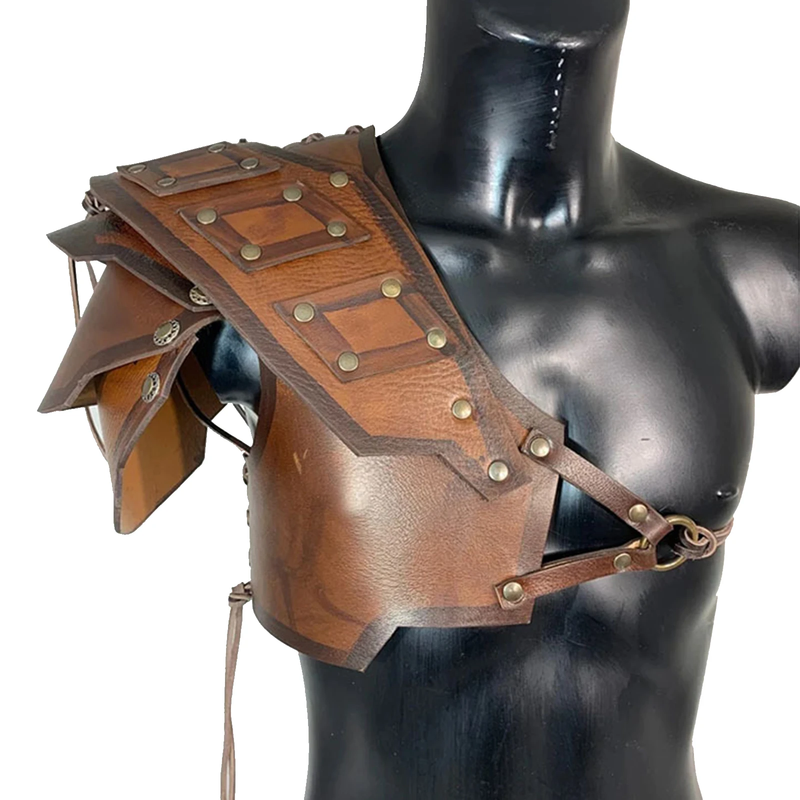 

Faux Leather Medieval Roman Gladiator Shoulder Armor Viking Knight Warrior Pauldrons Costume Halloween Cosplay Steampunk Harness