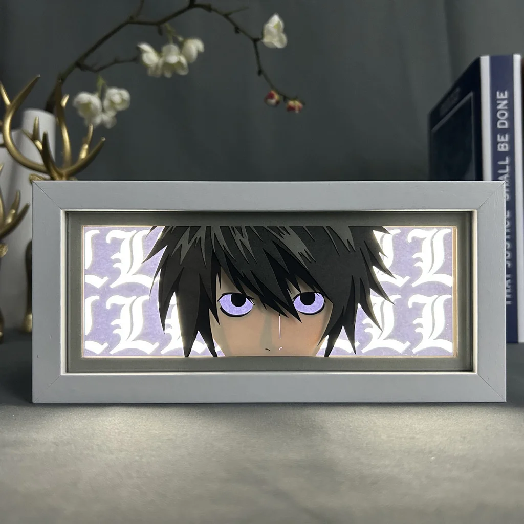 

L · Lawliet 3D Anime светодиодный светильник Box Die Note экшн-фигурки из бумаги резьба светильник детский подарок на день рождения