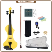 44 silent electric wood violin set v1ye yellow color violin w brazilwood bowviolin stringsrosin carrying casemaple bridge