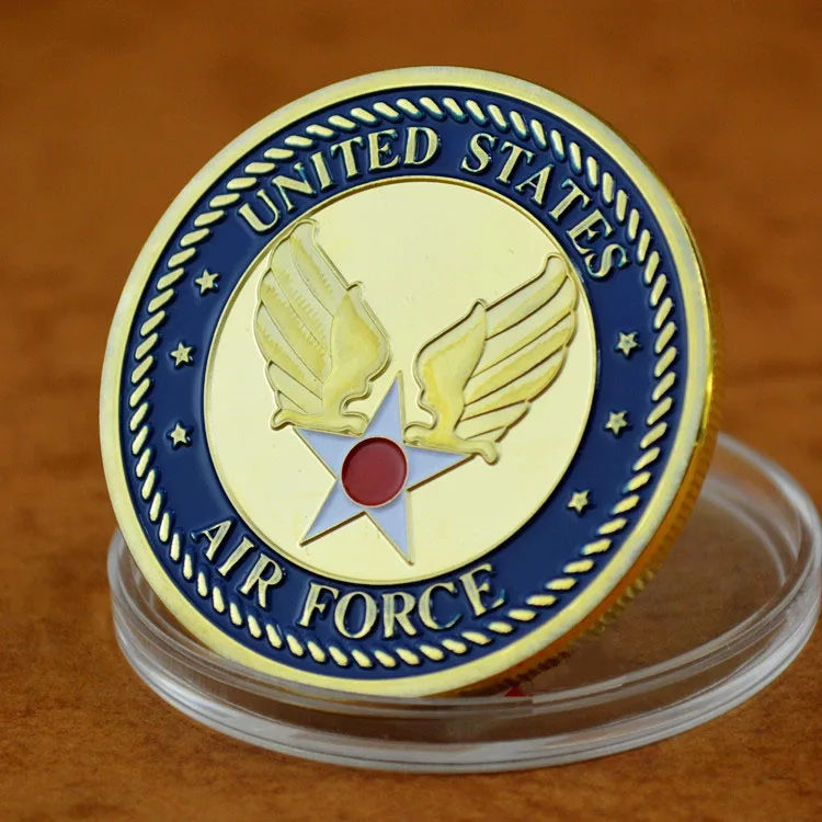 

United States Air Force Challenge Coin Gold Plated Commemorative Coins with American Flag Souvenirs and Gifts for Veterans