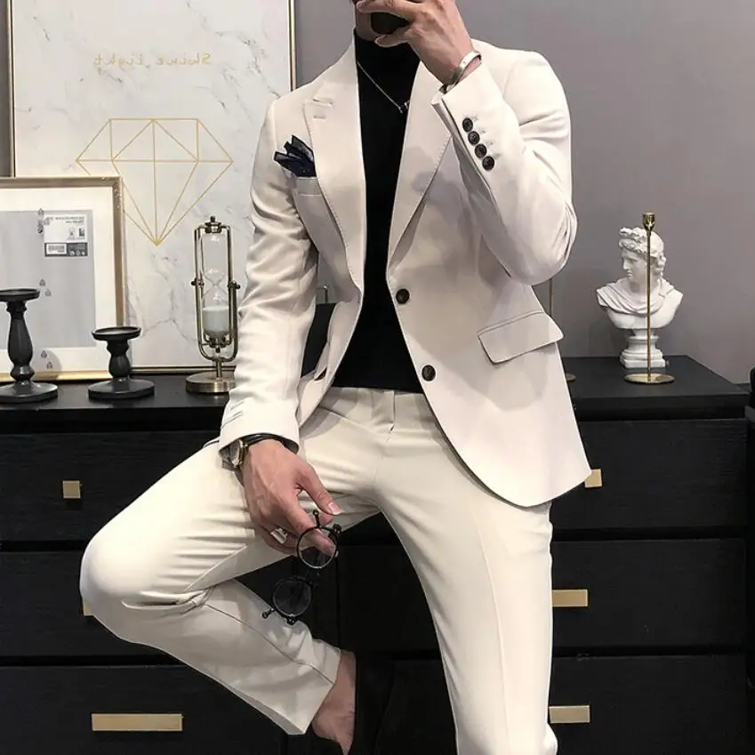 

New British Wind Male Slim Fit Casual Tuxedo Tails Casual Business Blazers Mens Suits Groom Wedding Mens Formal Social Suits