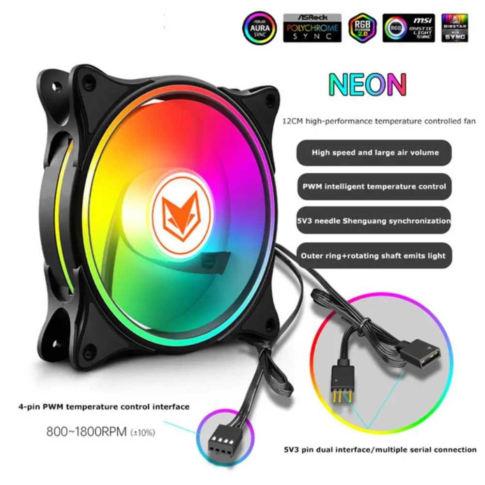 

120mm RGB ARGB Fan Cooler PWM 4PIN 5V 3PIN Ventilator Hydraulic Bearings PC Computer Cooling Case Radiator