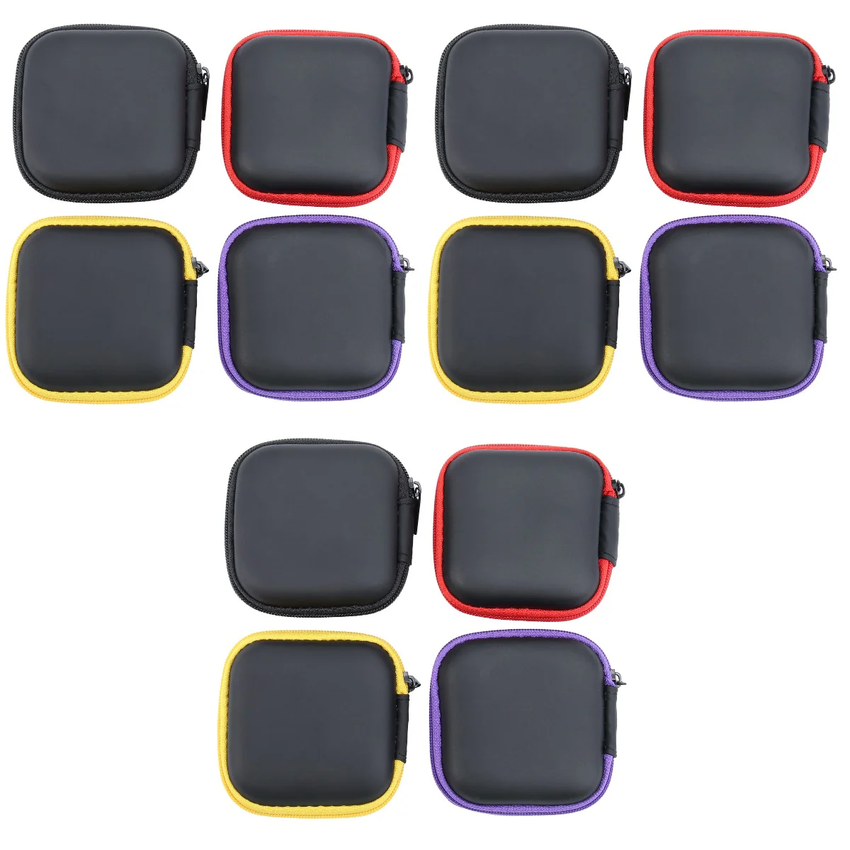 

Многофункциональная Сумка-держатель для наушников, 12 шт., чехол для наушников с USB-кабелем, дорожный органайзер, квадратный чехол (черный + кр...