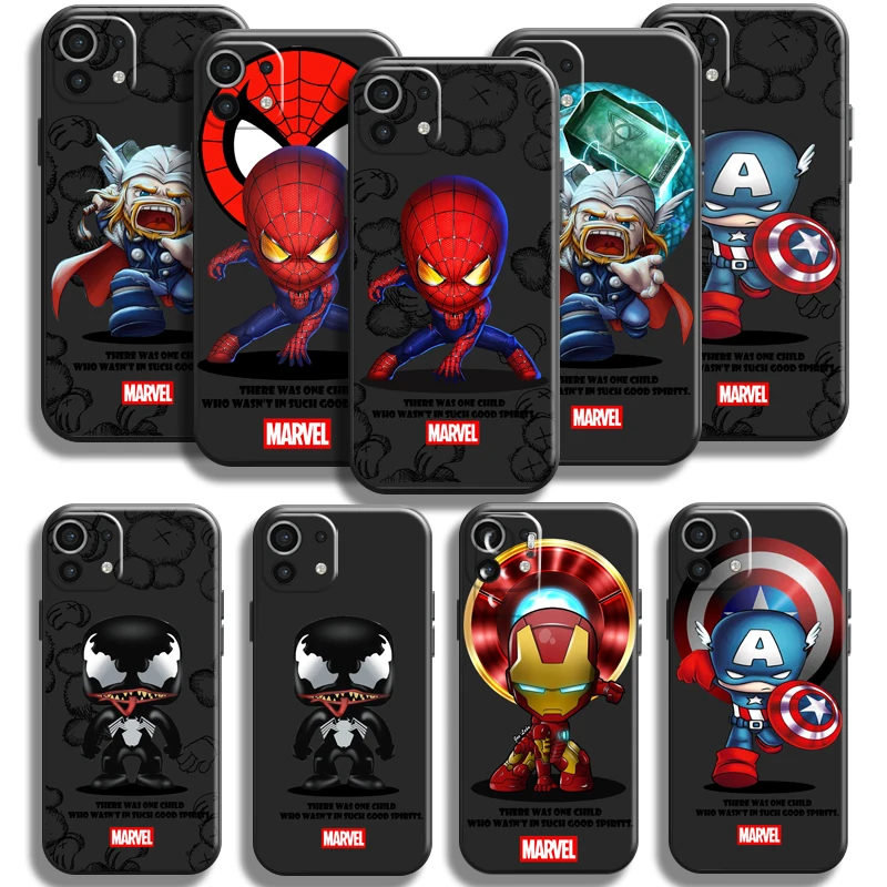 

Marvel Cartoon Spiderman For Xiaomi Mi 11 Mi 11 Lite 5G Phone Case Liquid Silicon Coque Carcasa TPU Funda Soft Back