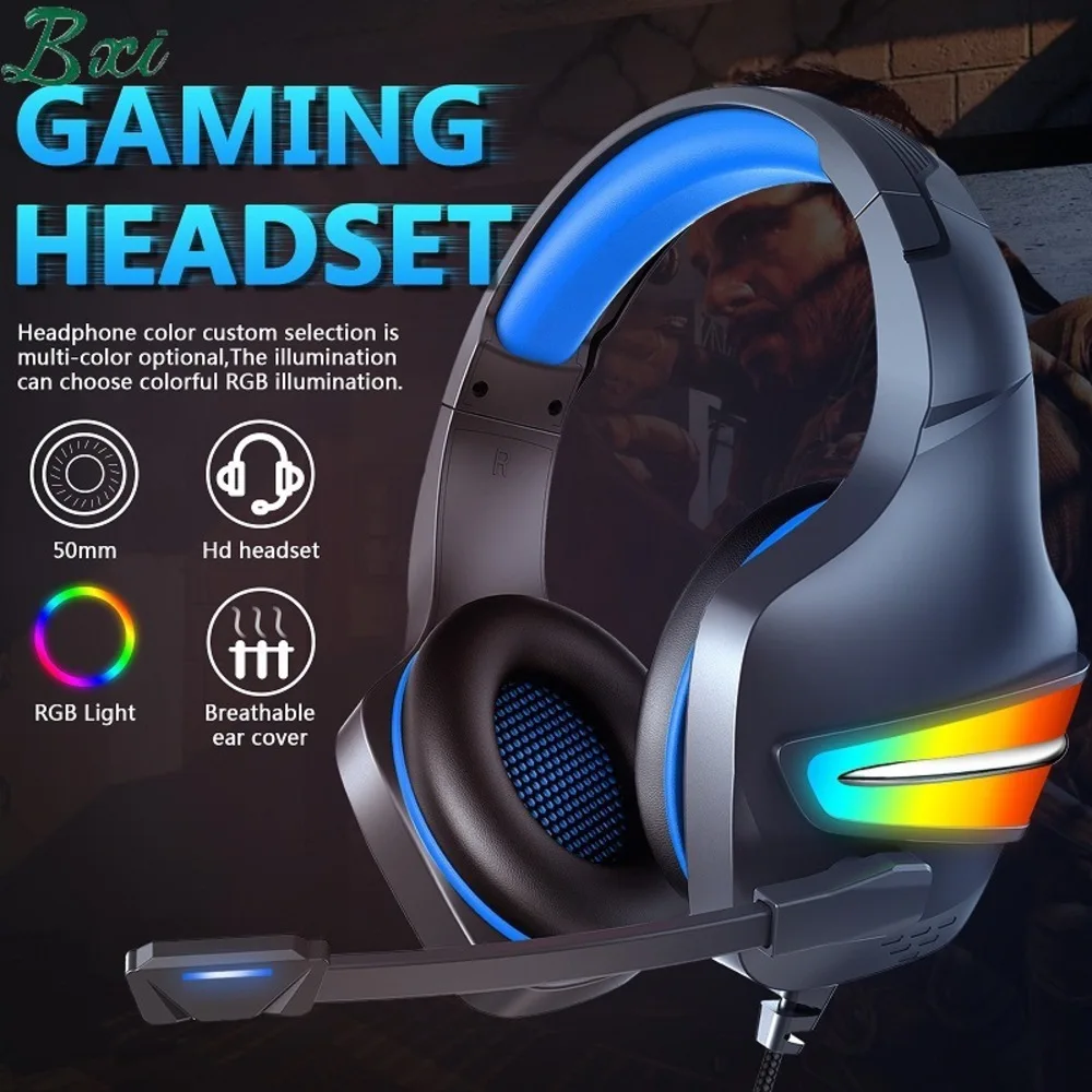 

New J6 Headphones Wired Wholesale Computer Headset Wire-controlled Luminous RGB Gaming Gaming Headphones portable audio beats