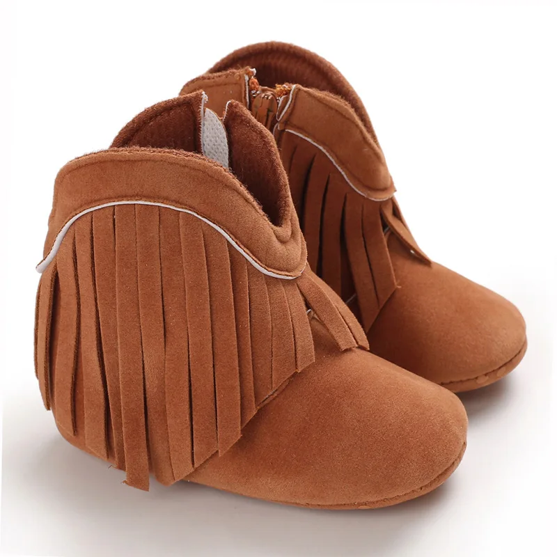 

Girls winter warm moccasins fringed shoes baby shoes non-slip toddler shoes fashionable baby boots