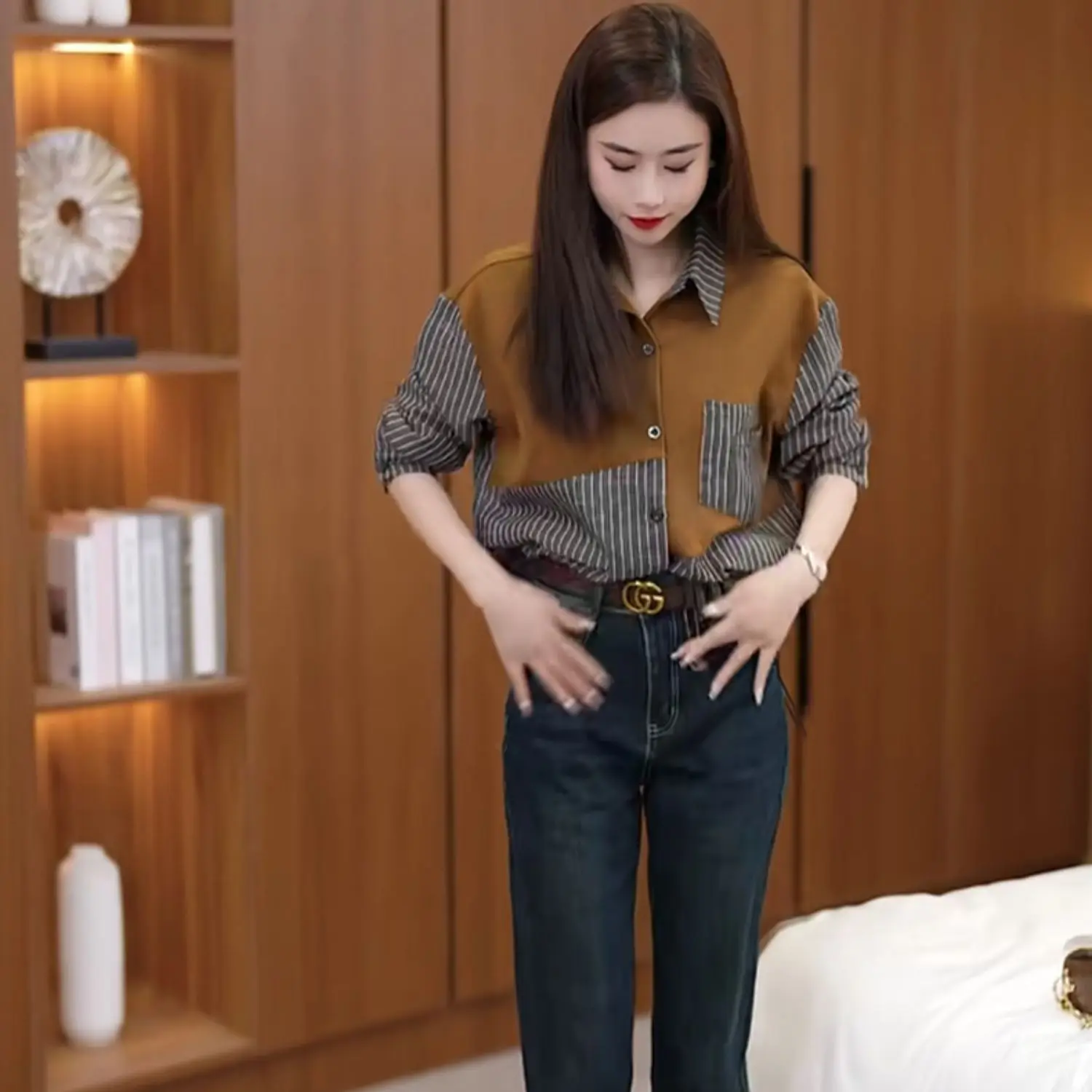 Женская рубашка в полоску