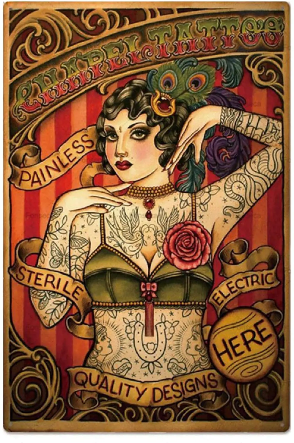 

Жестяной знак с татуировкой, украшение для стен в фотостудии, Женский металлический знак, знак в виде пещеры, жестяная пластина, постер, табл...