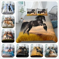 3d oiling running horse duvetdoona cover set single twin double queen king cal king size bed linen set