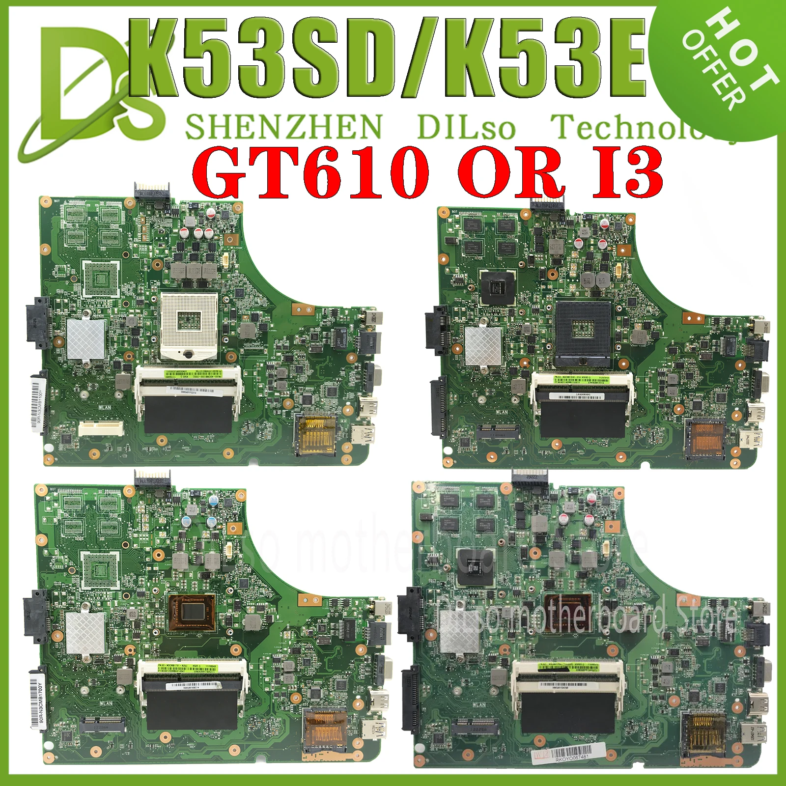 KEFU K53SD Notebook Mainboard For Asus A53S A53E K53E K53S Laptop Computer Motherboard I3 PGA989 GT610M-2G UMA Test Work 100%