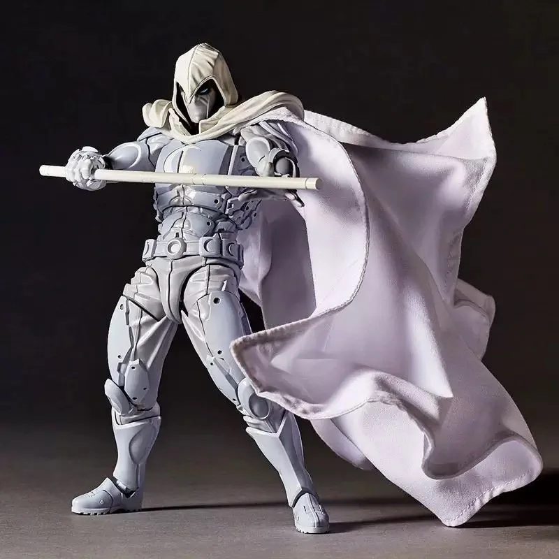 Фото Удивительная фигурка Yamaguchi Moon Knight, ПВХ, подвижная, коллекционная, Revoltech, Мстители, Марк Спектор, фигурка, модель игрушки 16 см №2