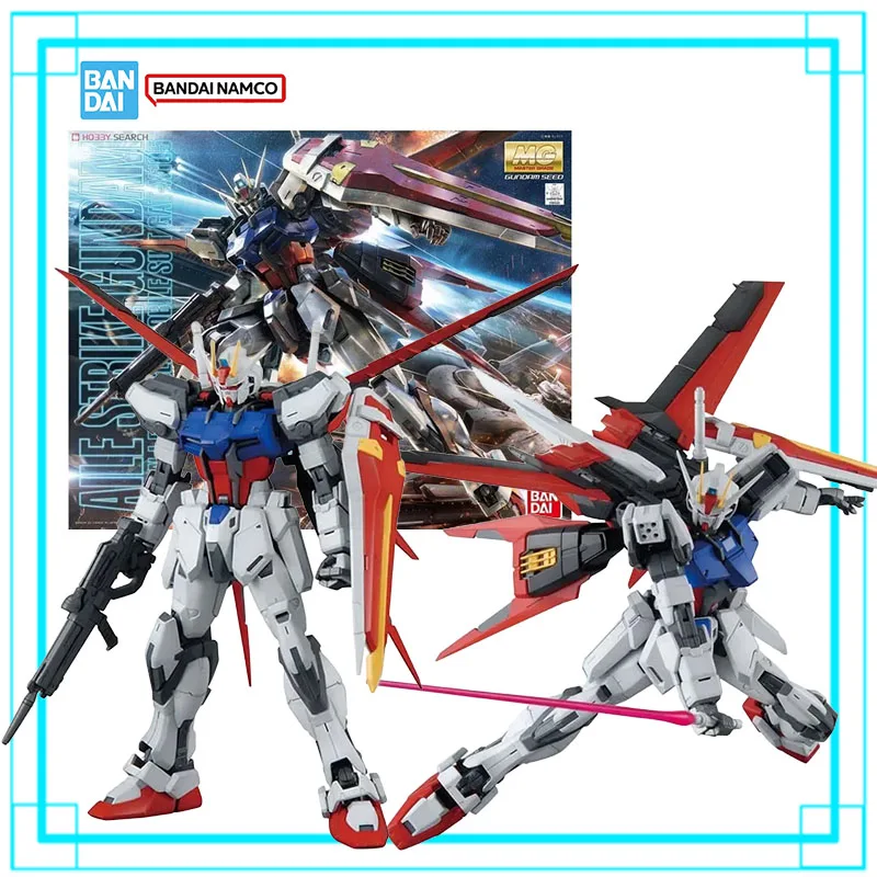 Фото В наличии: Bandai Gundam MG 1/100 Aile Strike Ver.RM, аниме-фигурка, сборная модель, коллекционная игрушка высокого класса, подарок для мальчика. №3