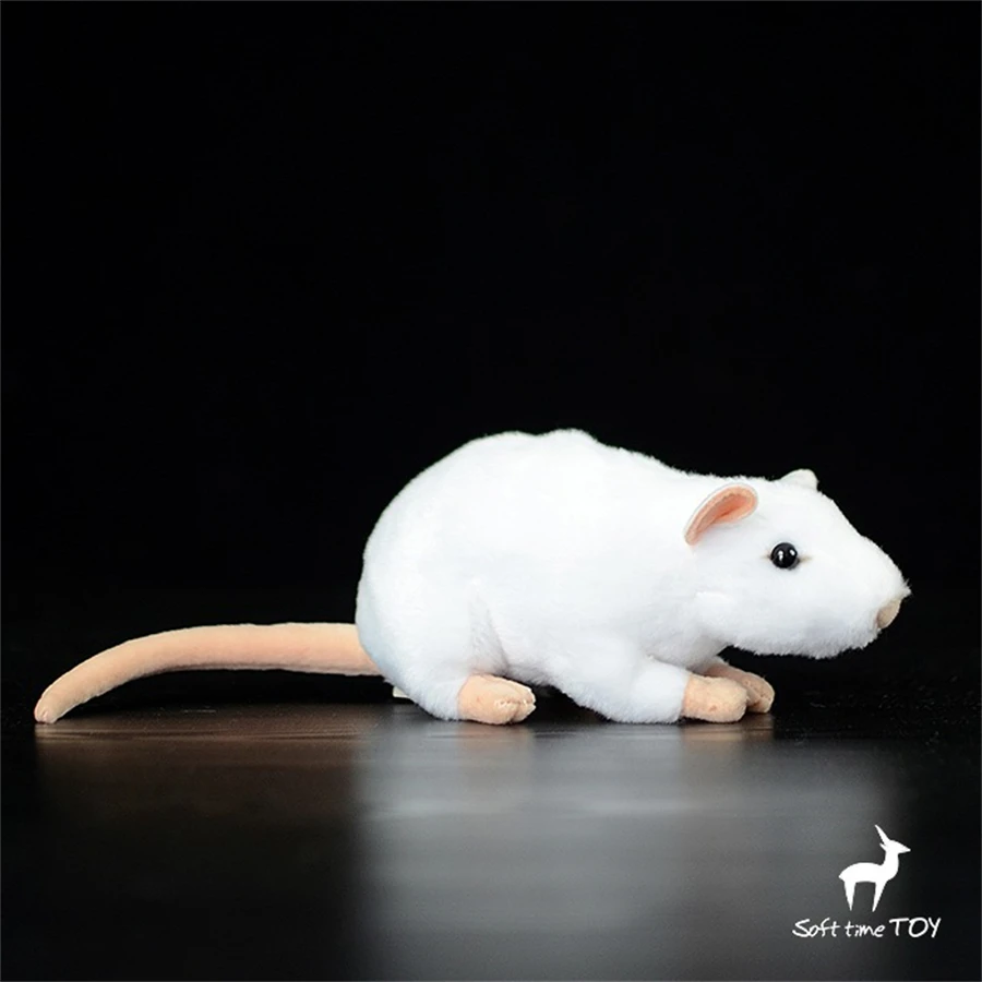 

White Mouse High Fidelity Anime Cute Rats Plushie Albino Mouse Plush Toys Lifelike Animals Simulation Stuffed Doll Kawai Toy Gif