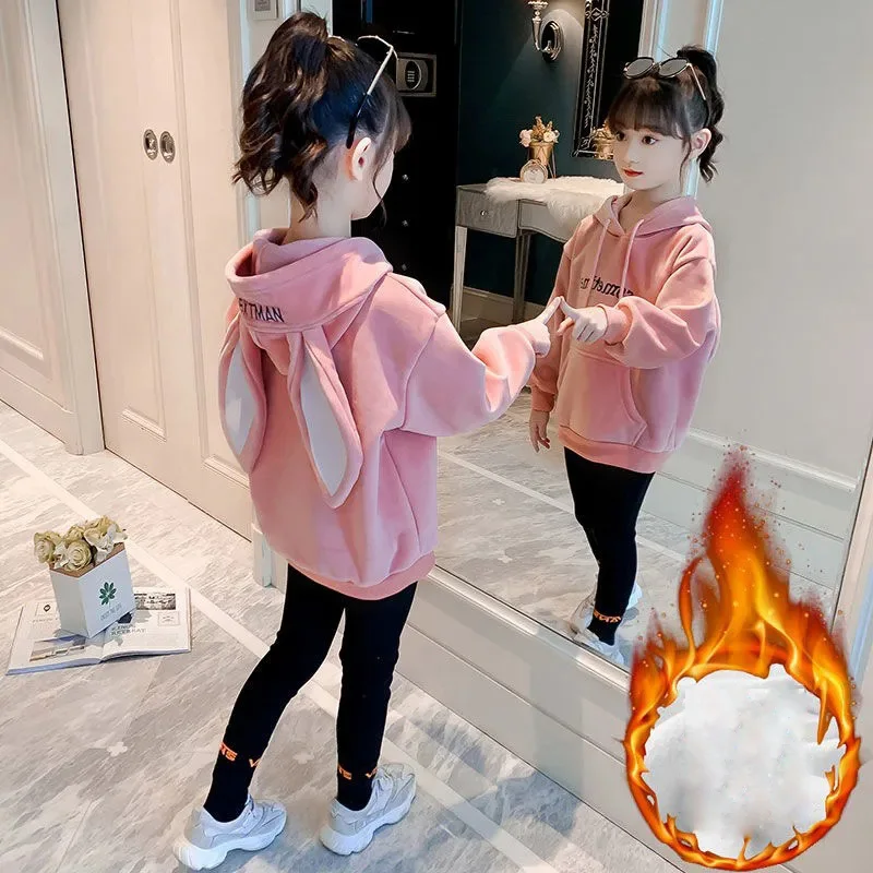 

Зимняя толстовка с капюшоном для девочек, детская одежда, женское теплое пальто, топы, Весенняя детская милая плюшевая куртка, свитшоты