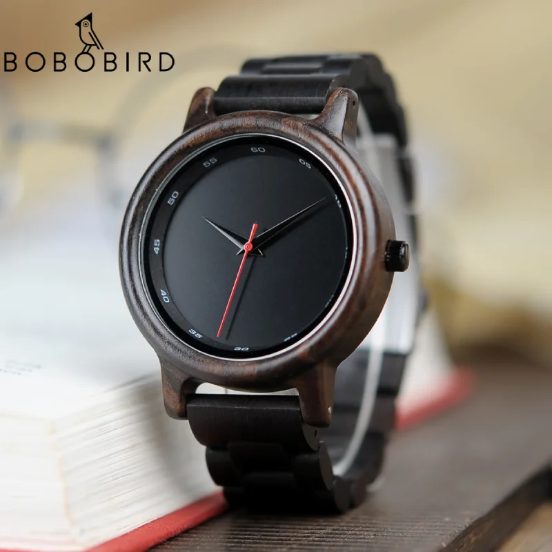 

BOBO BIRD Wood Watches Men Waterproof Ebony Quartz Wristwatch Japanese Movement Clock Minimalist Wooden Strap Watches For Man