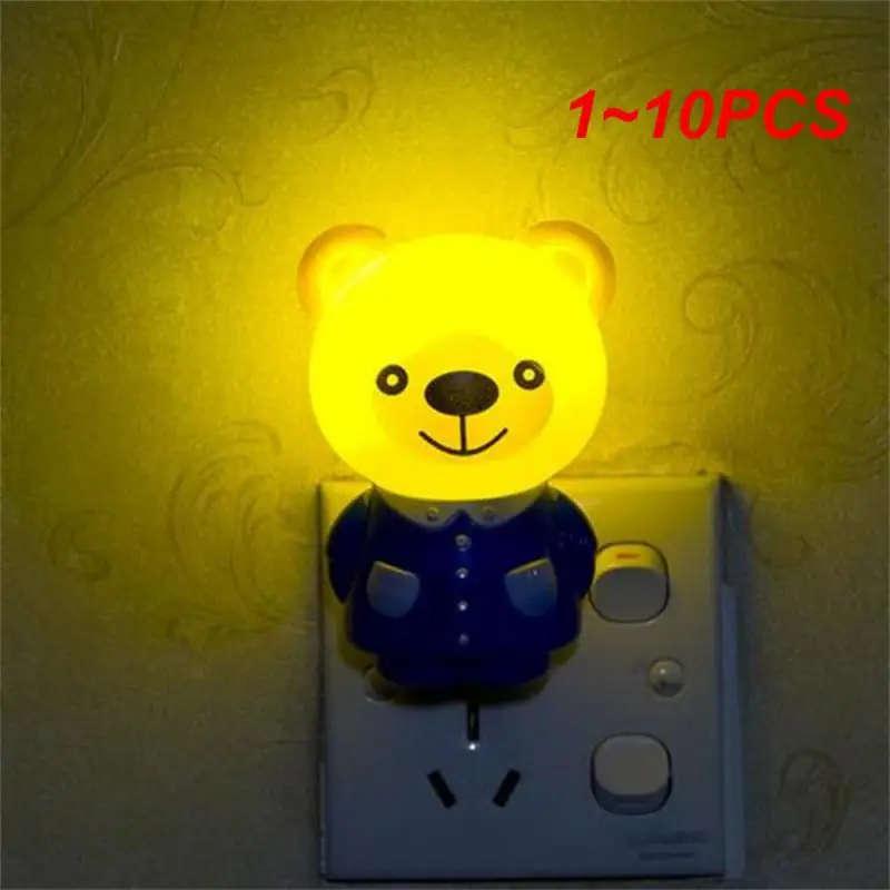 

1~10PCS Cartoon Night Light Light Control Series Plug-in Energy-saving Optical Control Little Bear Emergency Sensing