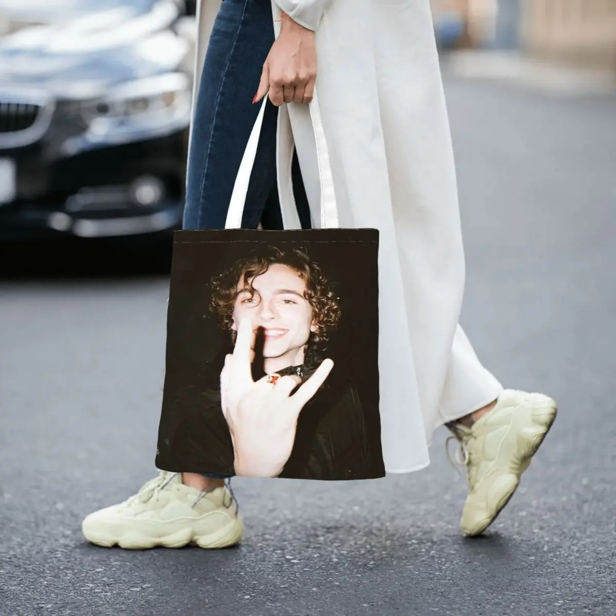 Thimotee Chalamet Women Canvas Handbag Large Capacity Shopper Bag Tote Bag withSmall Shoulder Bag