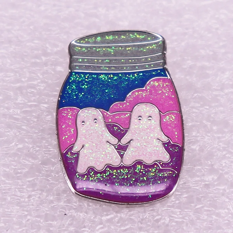 

The Ghost in the Bottle Sparkles Lovelily Jewelry Fashionable Creative Cartoon Brooch Lovely Enamel Badge Clothing Accessories