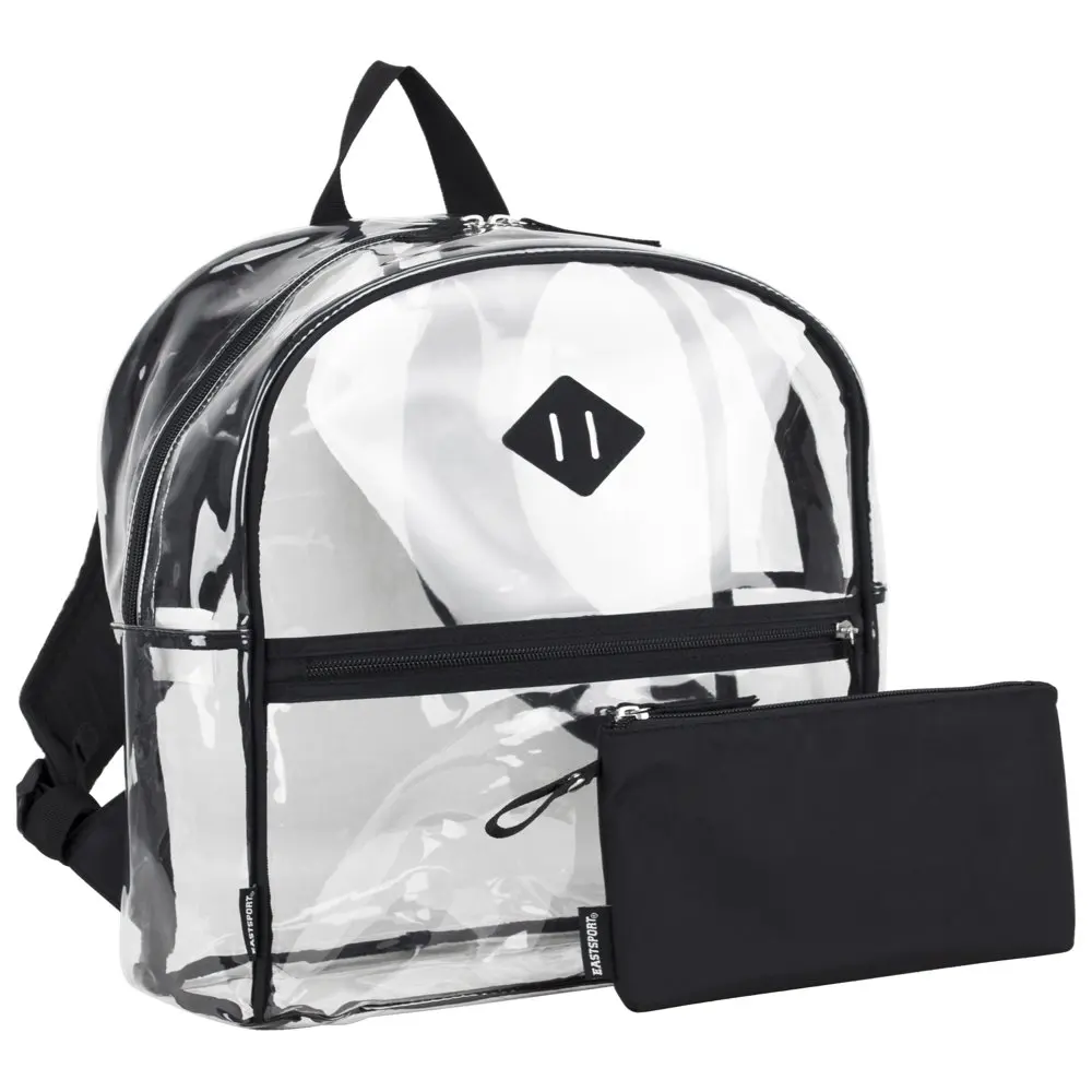 Unisex Clear Backpack with Pencil Case, Black
