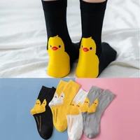 4 pairs lot pack women socks duck new japenese korean style pattern art kawaii cute harajuku happy colourful short cotton socks