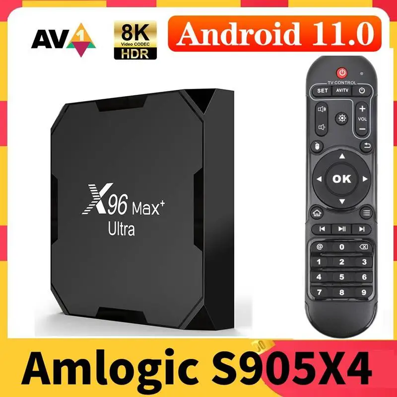 

ТВ-приставка X96 Max Plus Ultra Amlogic S905X4, Android 11, AV1, 8K, двойной Wi-Fi, BT, Android 11,0, медиаплеер, 4 Гб, 32 ГБ, 64 ГБ, ТВ-приставка