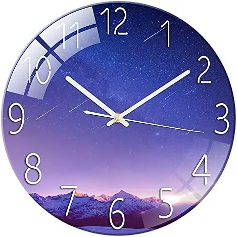 

Relojes de Pared de Vidrio Silencioso Modernos para Salon Cocina 30 cm, Sin Marco Interior Reloj Colgante Pared (Azul)