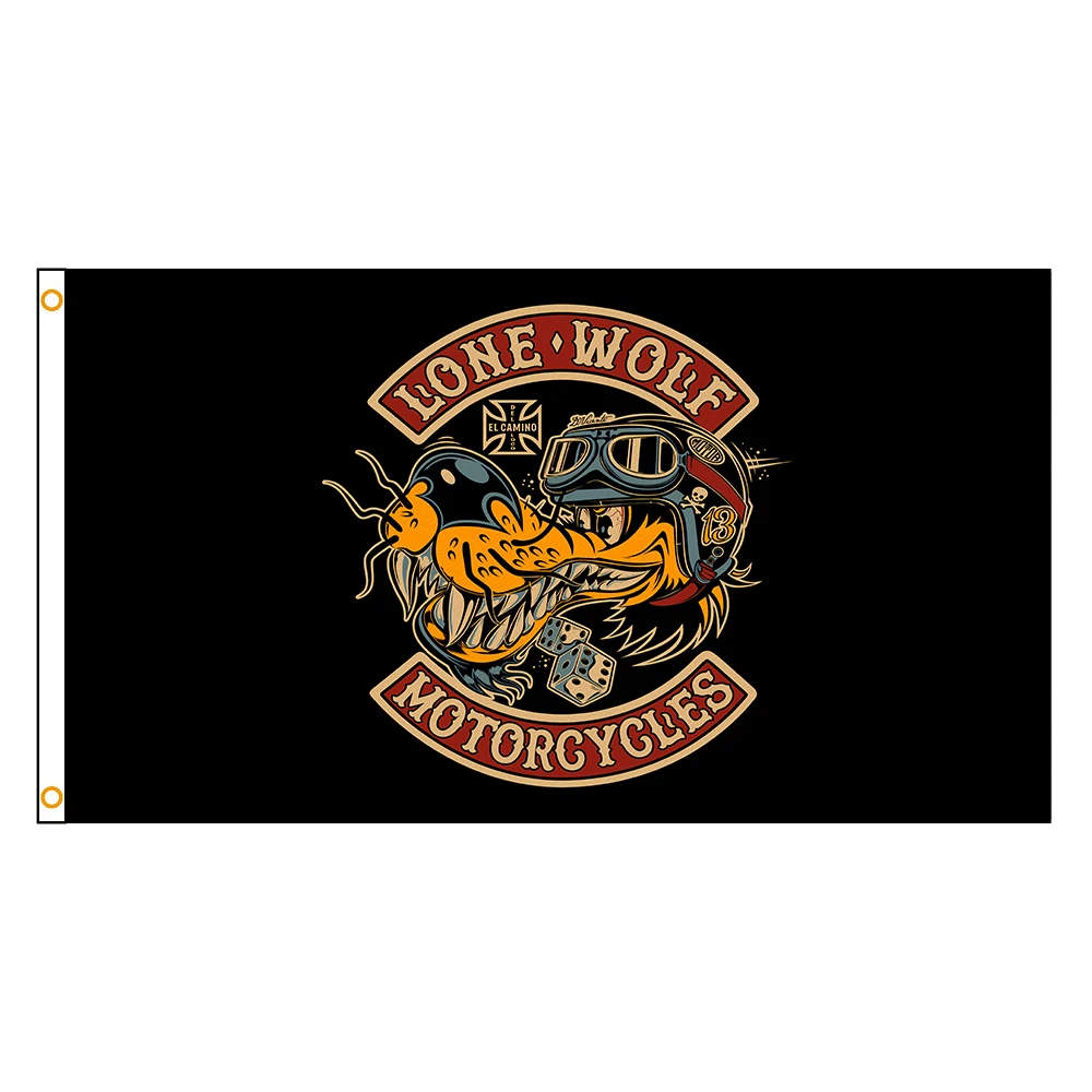 

90x150cm LONE WOLF Motorcycles Flag Polyester Printed West Coast Choppers Banner Outdoor or Home For Decoration