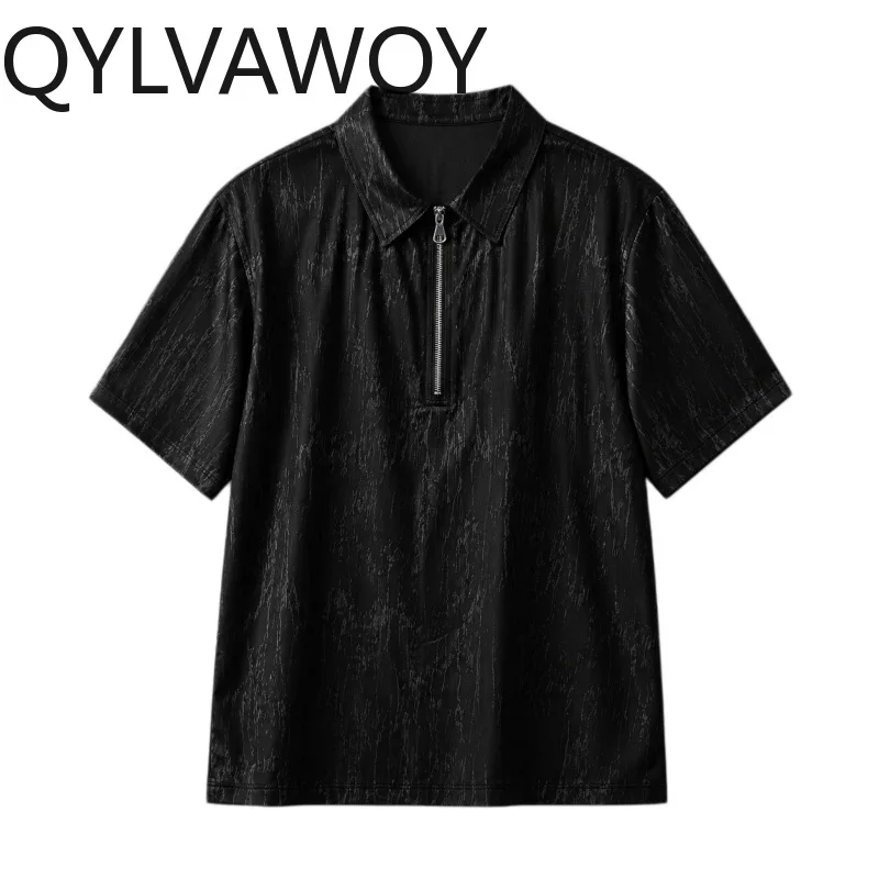 Фото QYLVAWOY 100% шелковые мужские поло из тутового шелкопряда, рубашка с отложным воротником и коротким рукавом, деловая футболка для мужчин, летняя одежда для мужчин, Camisas №1