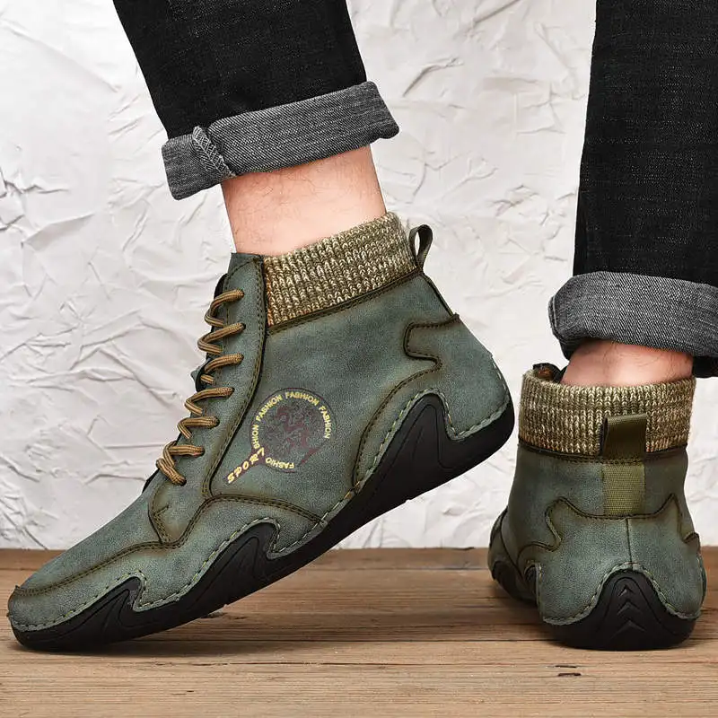 

Men Boots Snow Boots Leather Men Boots Winter With Fur Super Warm Men Winter Casual Shoes Sneakers High Top Waterproof 2022 New