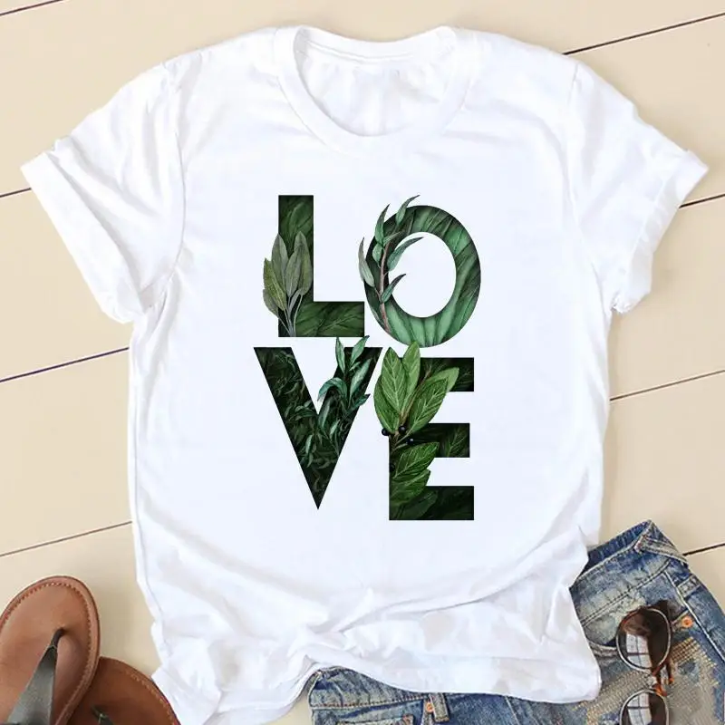 

Clothes Casual Plant Love Sweet Cute Fashion T Women Short Sleeve Tshirt Top Female Tee Shirt Lady Summer Graphic T-shirts