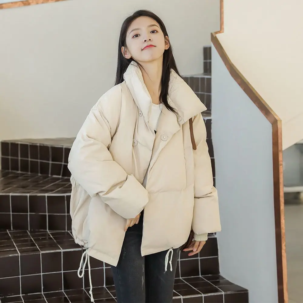 Women Puffy Cotton Coat Loose Red Parkas Korean Winter Warm Padded Jacket Fashion Woman 2022 Short Bread Overcoat Mujer Chaqueta