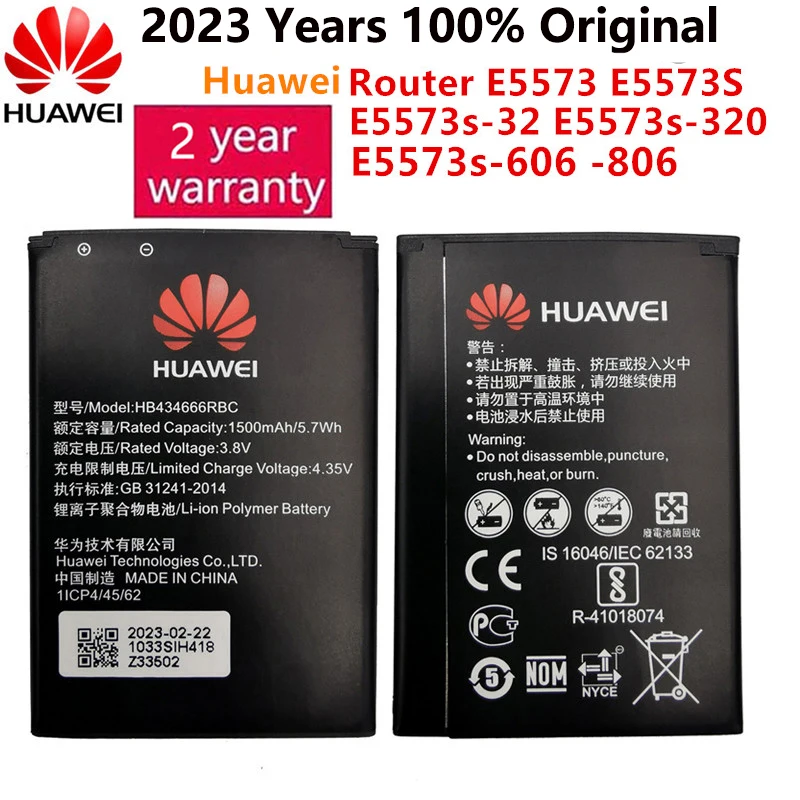 

100% Original Battery HB434666RBC For Huawei Router E5573 E5573S E5573s-32 E5573s-320 E5573s-606 -806 High Capacity 1500mAh