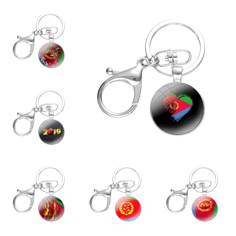 

Keychain Handmade Glass Cabochon Key Ring Holder Pendant Key Chains Eritrea Flag banner