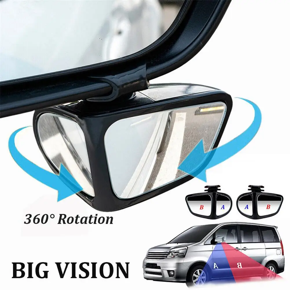 

1 Pair Car Blind Spot Mirror Front Wheel Auxiliary Rearview Double-sided Mirror 360 Degree Adjustable