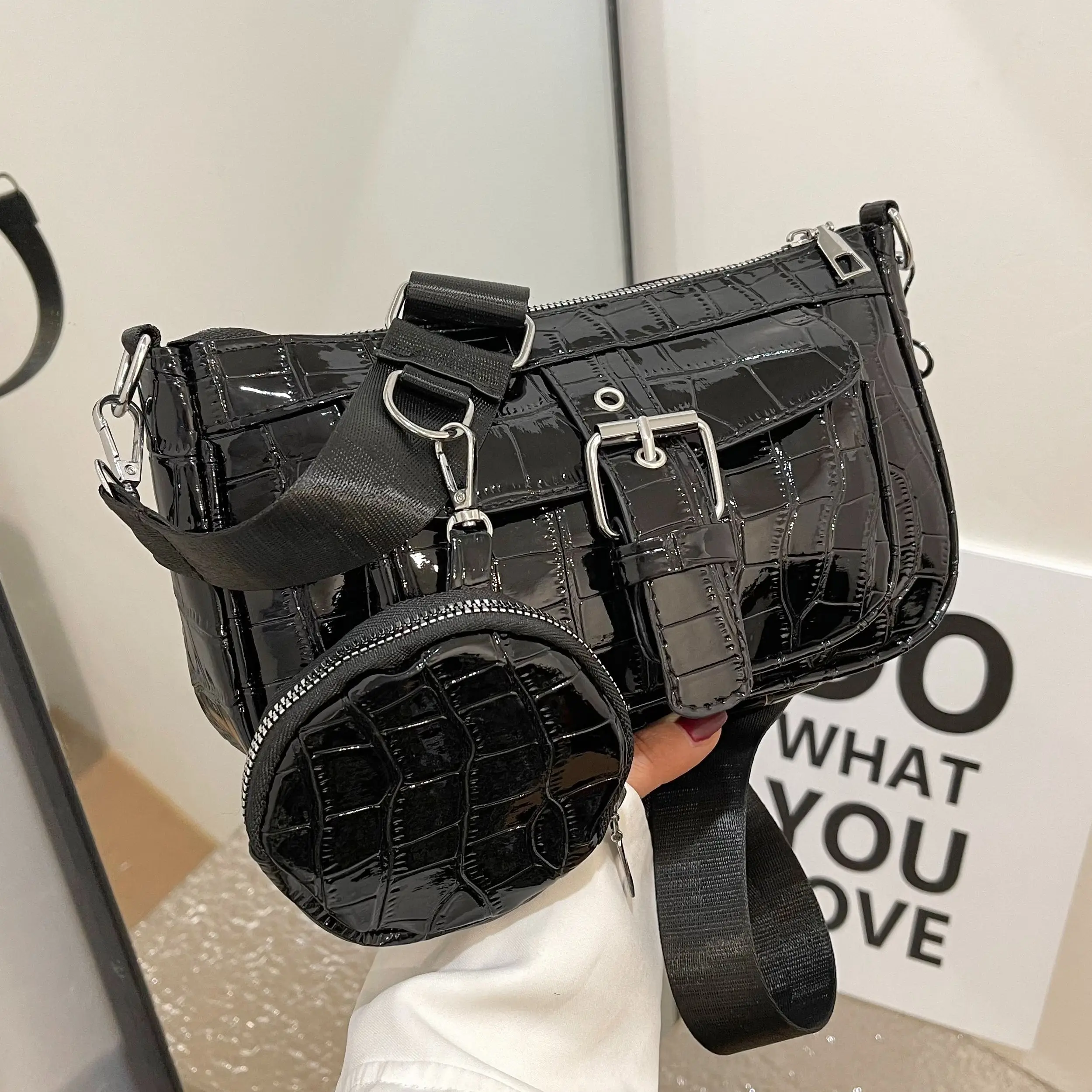 

3 в 1, однотонные сумки через плечо с отделением для монет