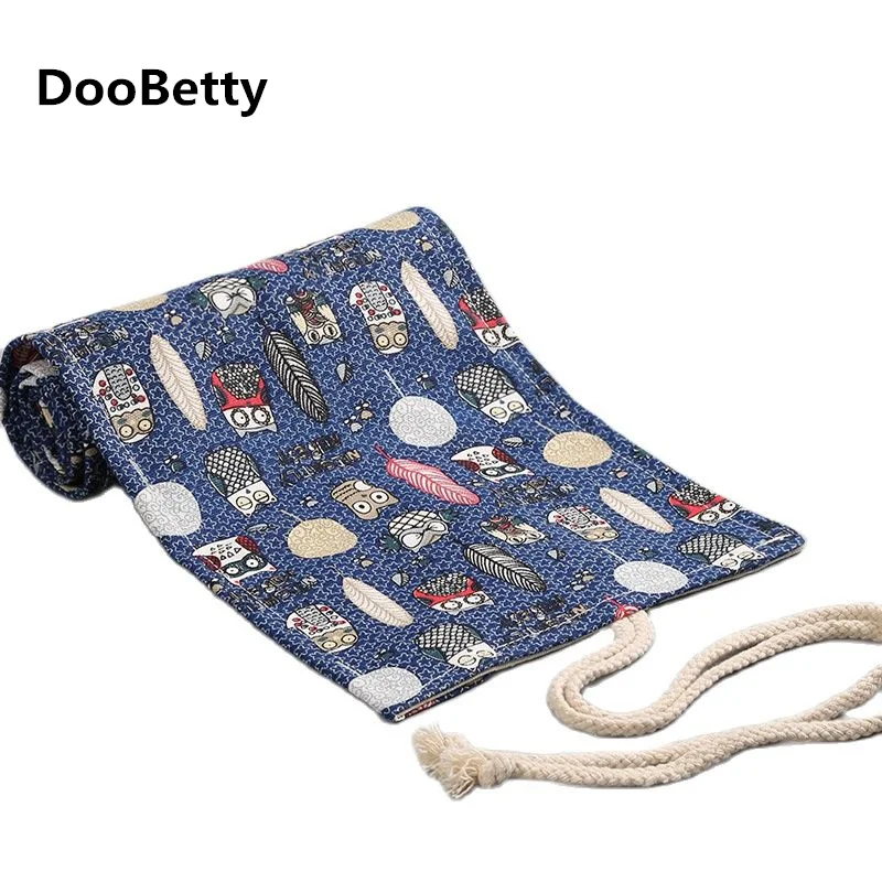 

1 Pc Flower 12/24/36/48/72 Holes Canvas Roll Pen Curtain Pencil Bag Case Makeup Wrap Holder Storage Pouch School Supplies