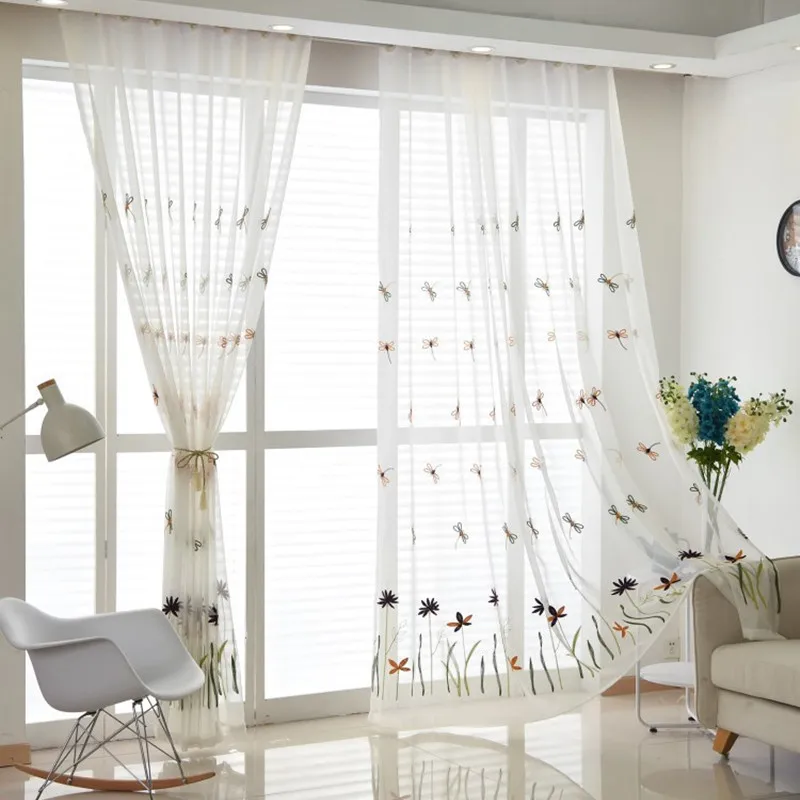 

[Free Customise] GYV1316 Gyrohome 1PC EmbrioderSheer Voile Tulle DayCurtains Living Room Kitchen Bedroom Home Decorative Window
