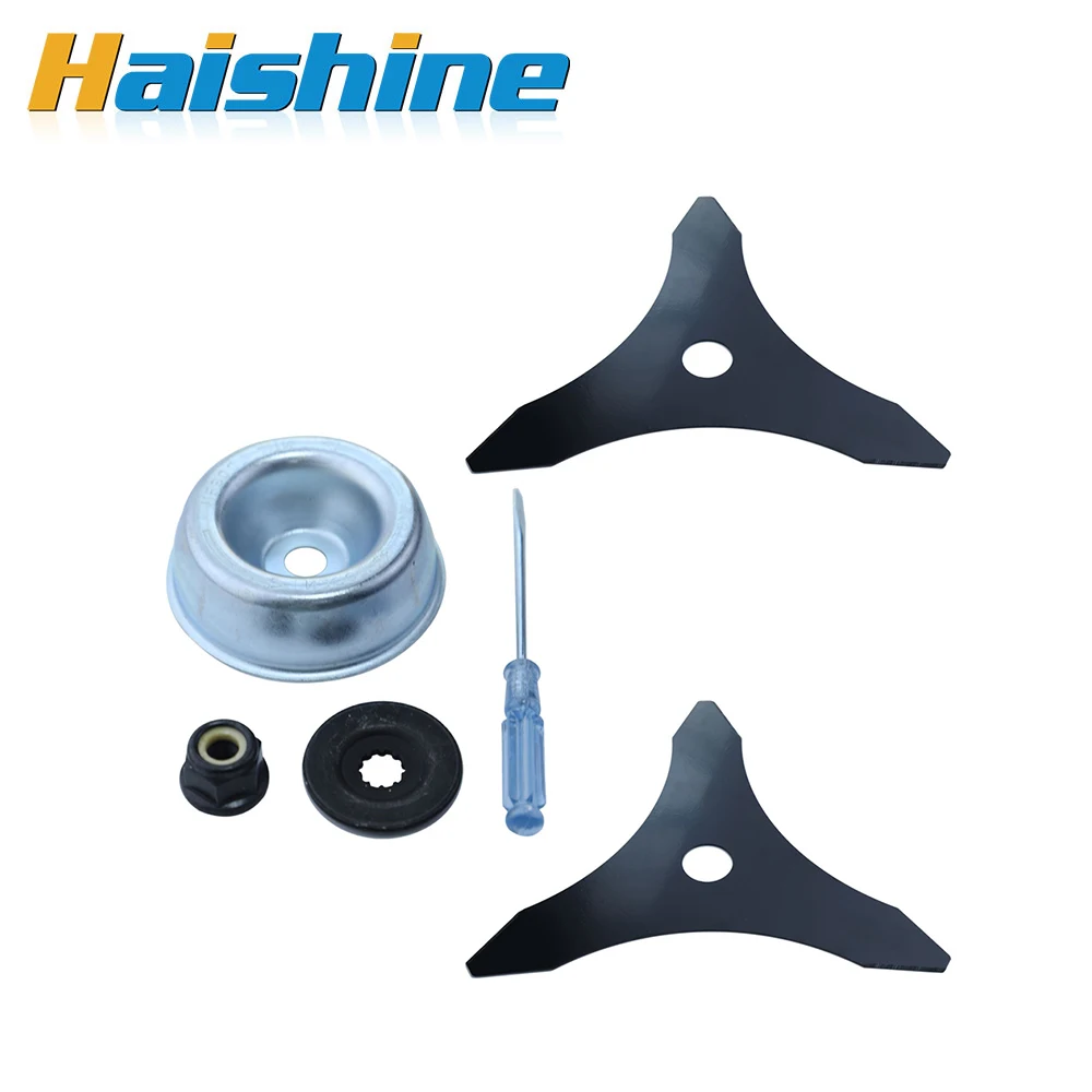 

10" x 3 Teeth Carbon Steel Brush Cutter Blades with Washers for 25.4mm/20mm For Husqvarna Stihl