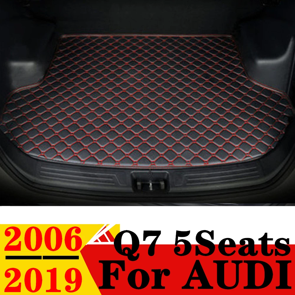 

Коврик для багажника автомобиля для AUDI Q7, 5 мест 2006 07-2019, плоский боковой водонепроницаемый задний Чехол для груза, коврик, автомобильные аксессуары, подкладка для багажника