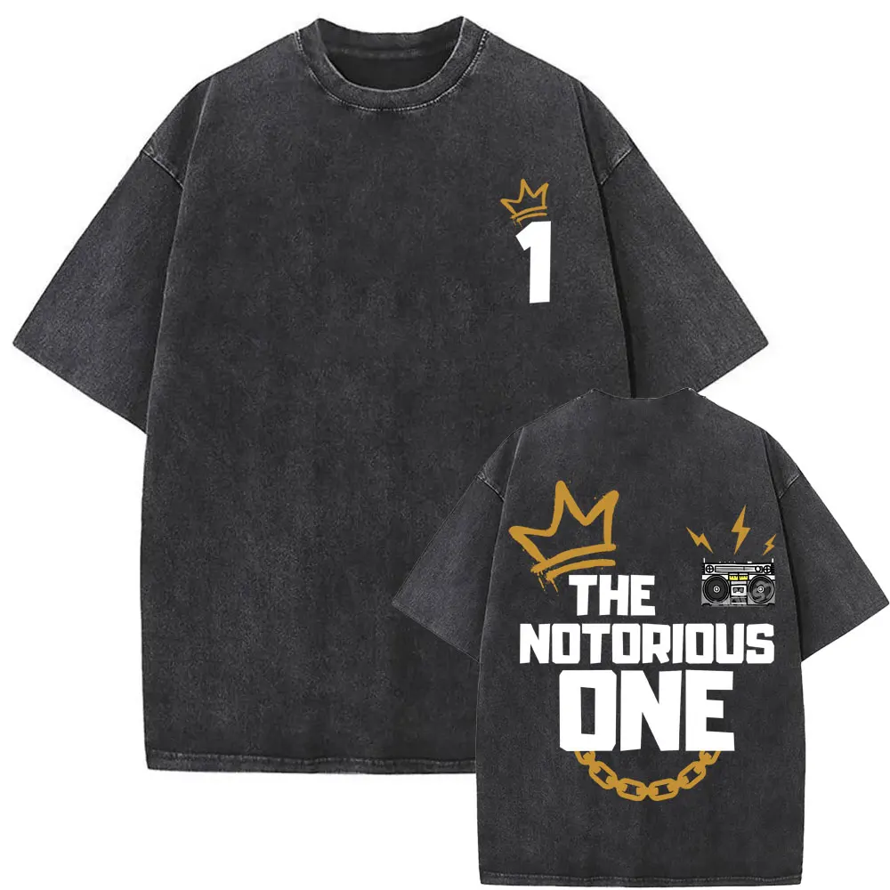 Rapper The Notorious Big Biggie Smalls Graphic Washed T-shirt Men Women Hip Hop Oversized Vintage Tshirt Male Fleece Cotton Tees