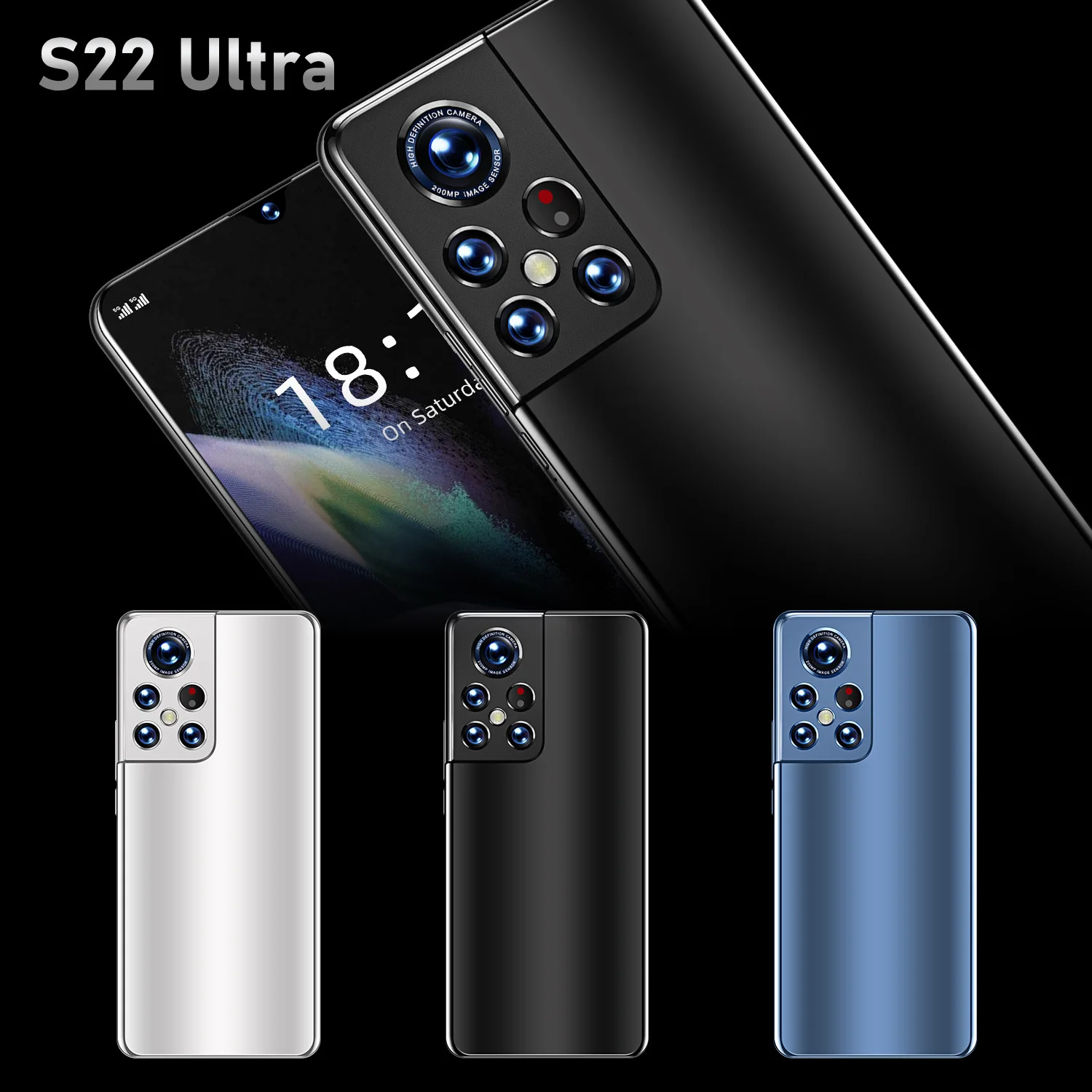 smartphone s22 ultra 6 93 inch qualcomm 888 16g 1t 6800mah android 12 celular 4g 5g global version smart cell mobile hand phone free global shipping