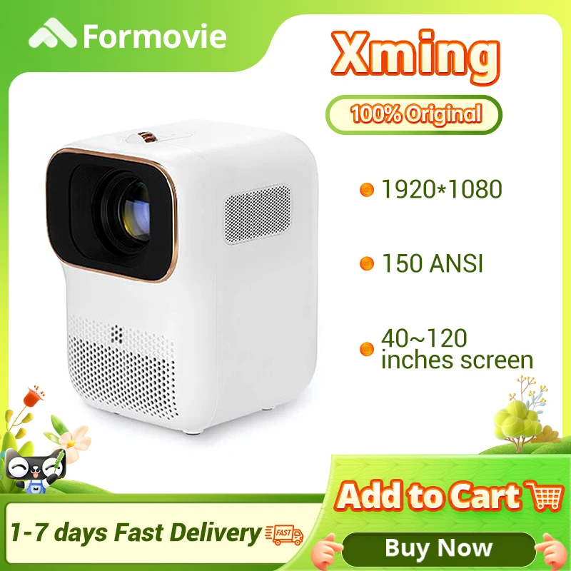 Xming Projector Q1 SE LED 1080P HD Clear Projection w/Keystone Correction/Low Noise Home Theater Media Player