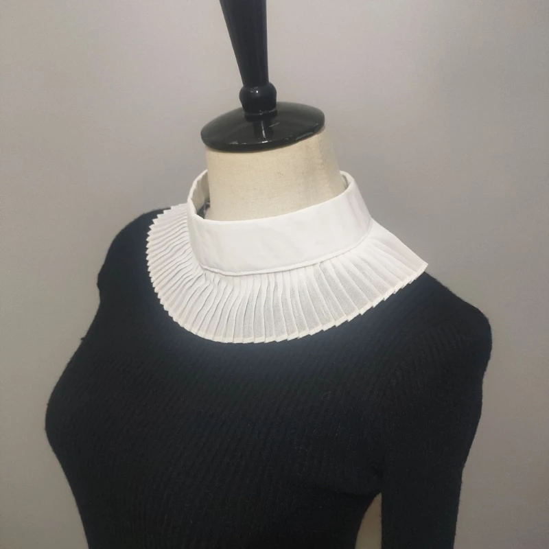 SZL плиссированный искусственный воротник для женщин сплошной цвет съемный колье