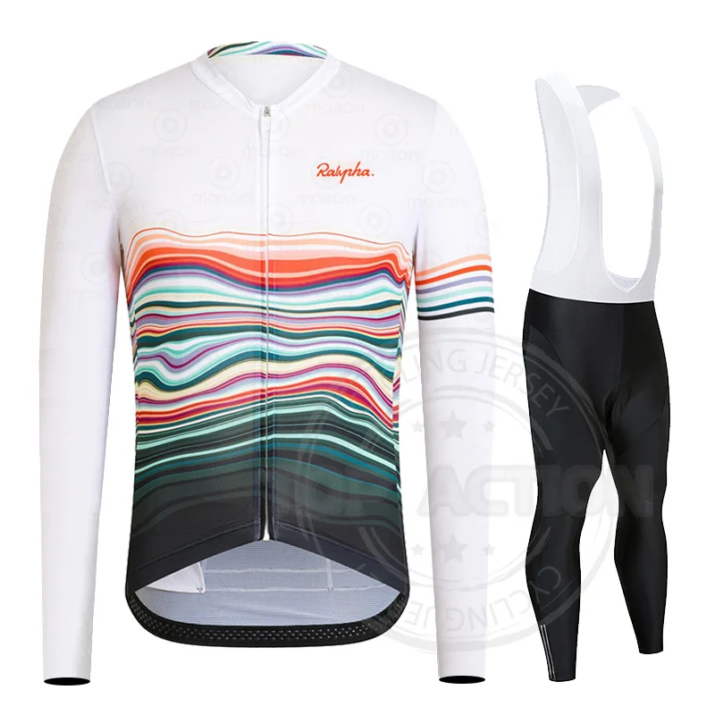 

Raphaful Spring/Autumn Long Sleeve Men Cycling Shirt Top Cycling Clothing Bib Set Ropa De Ciclismo cycling jersey