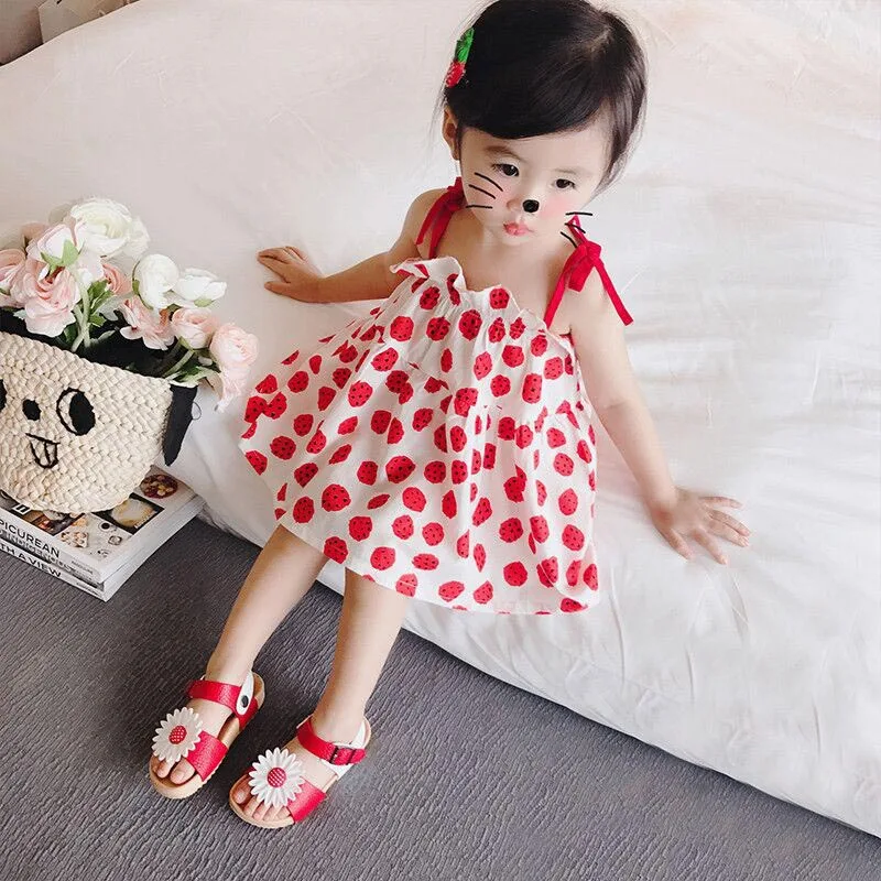 

Детское летнее платье без рукавов, с цветочным принтом