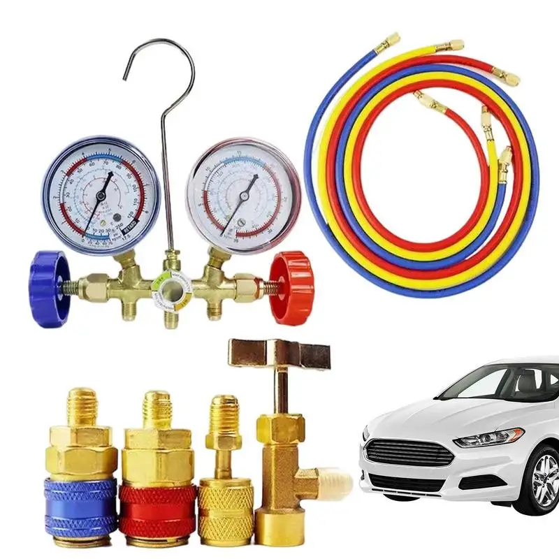 

Ac Gauge Set R134A Manifold Refrigeration Diagnostic Tools Double Meter With Adapter For Automotive Air Conditioning Car A/C