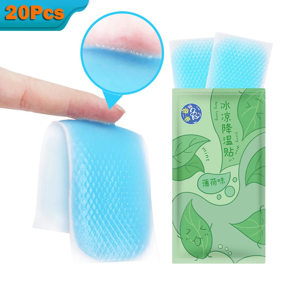 20Pcs Cooling Patches for Fever Discomfort & Pain Relief Cooling Relief Fever Reducer For Baby Kids Adults Cooling Sticker
